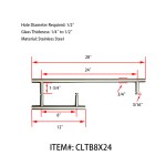 CLTB8X24, Ladder Style, 8" Pull Handle with 24" Towel Bar, Pull handle Towel Bar Combination Sets